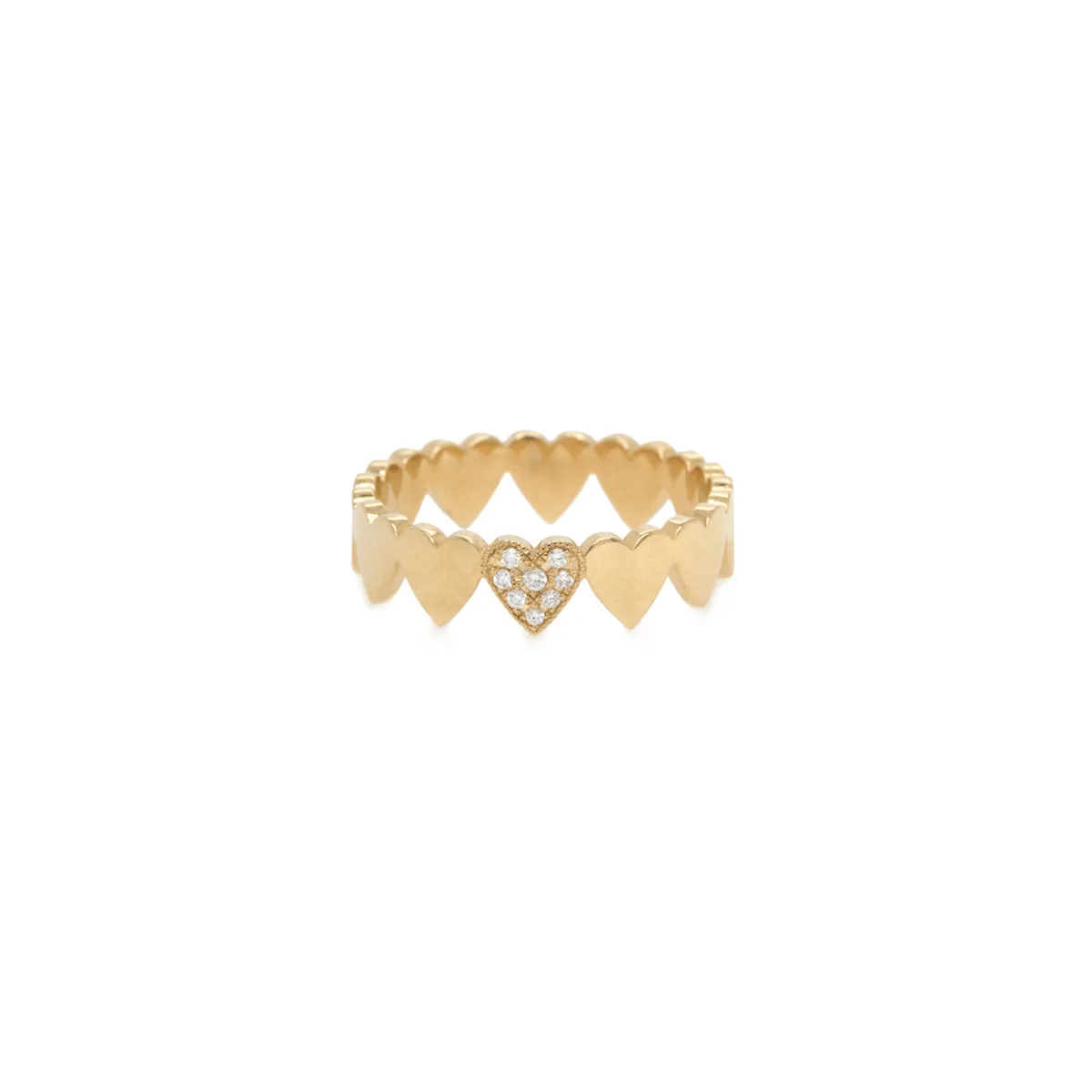 14k Itty Bitty Pavé Diamond Heart Eternity Ring - SALE