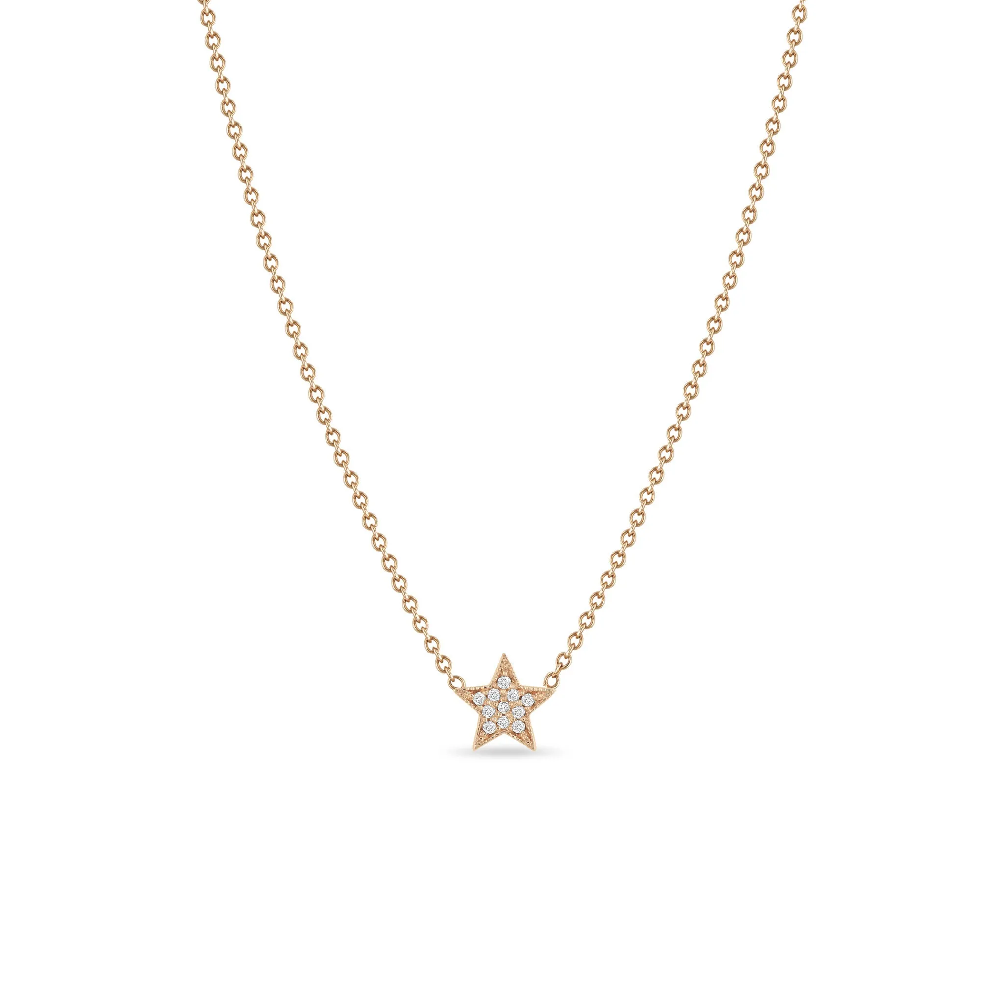 14k Midi Bitty Pavé Diamond Star Necklace