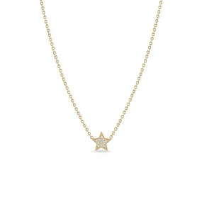 14k Midi Bitty Pavé Diamond Star Necklace