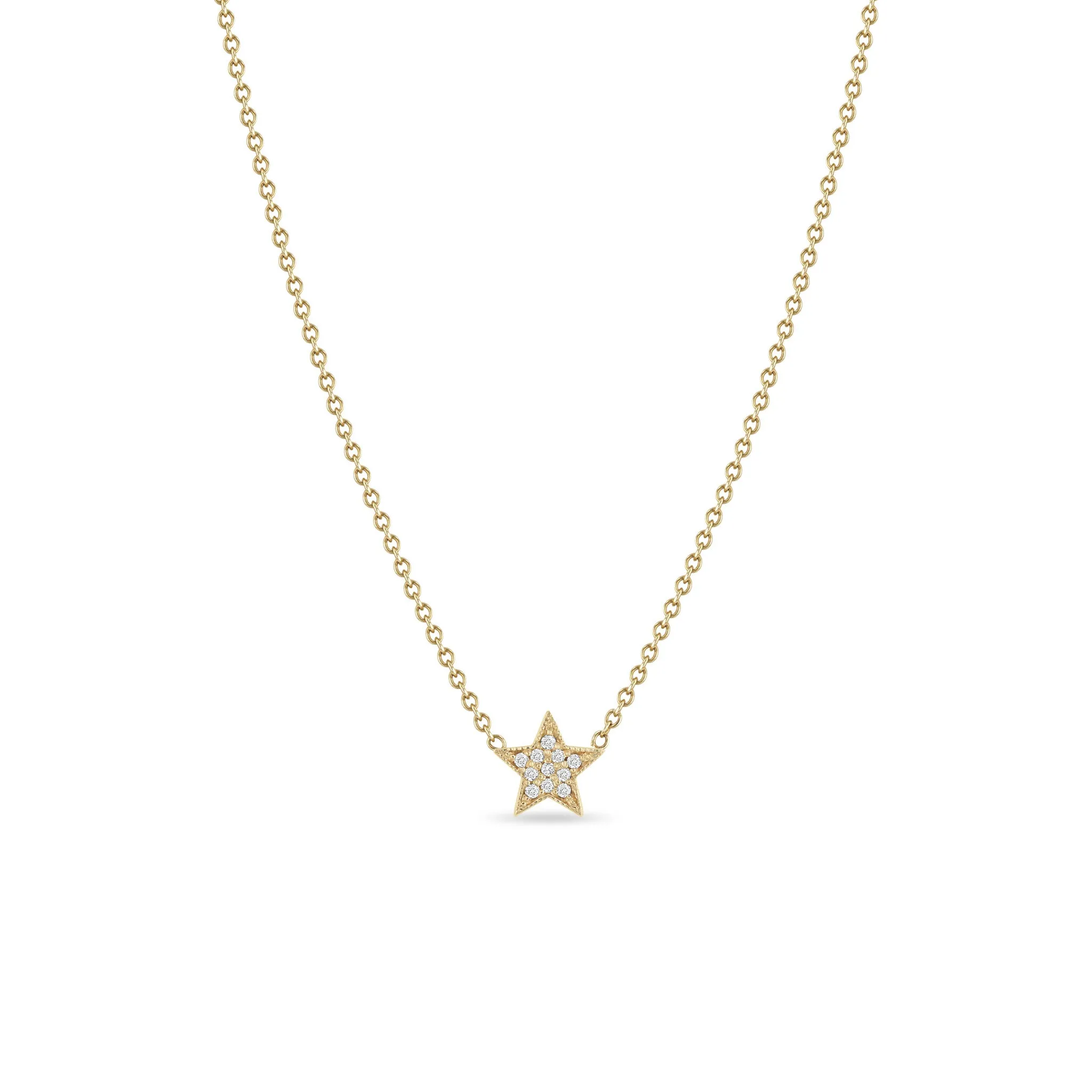 14k Midi Bitty Pavé Diamond Star Necklace