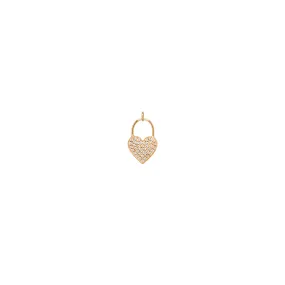 14k Pavé Diamond Heart Padlock Charm Pendant