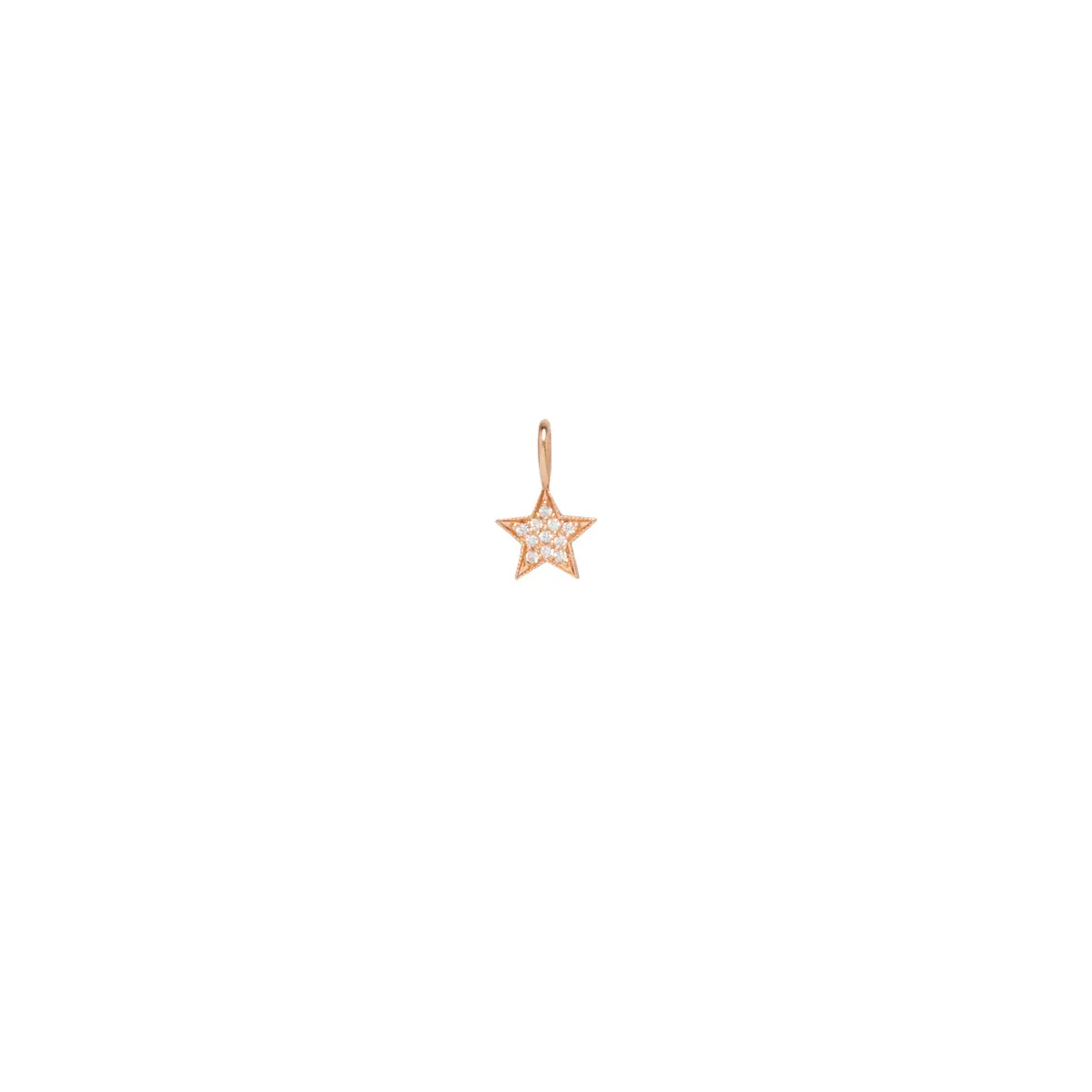 14k Single Midi Bitty Pavé Diamond Star Charm Pendant