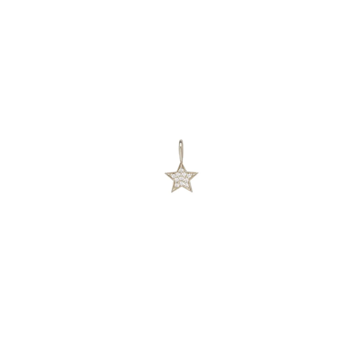 14k Single Midi Bitty Pavé Diamond Star Charm Pendant