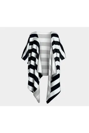 Black & White Striped Draped Kimono