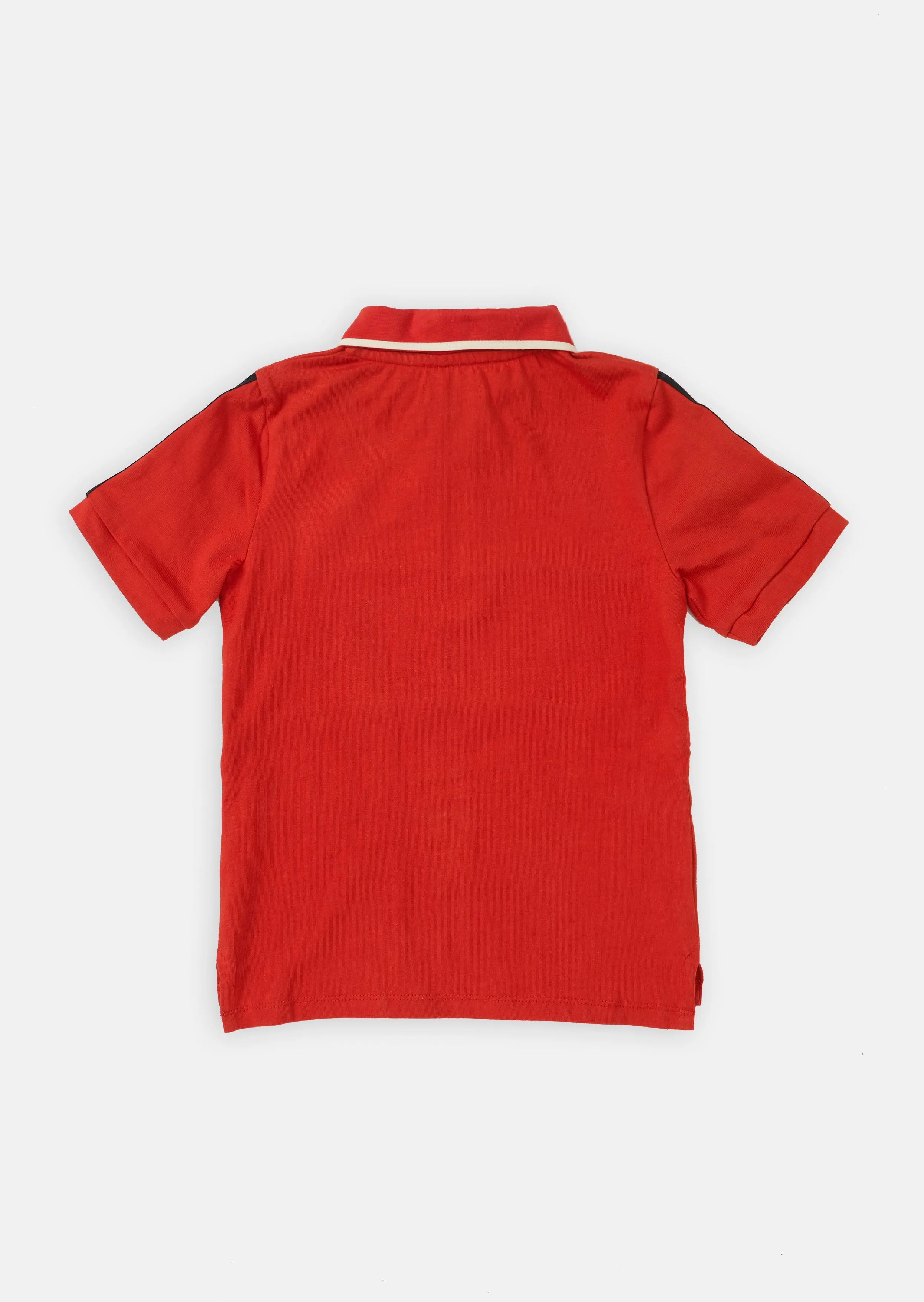 Boys Sporty Polo Collar Red T-Shirt