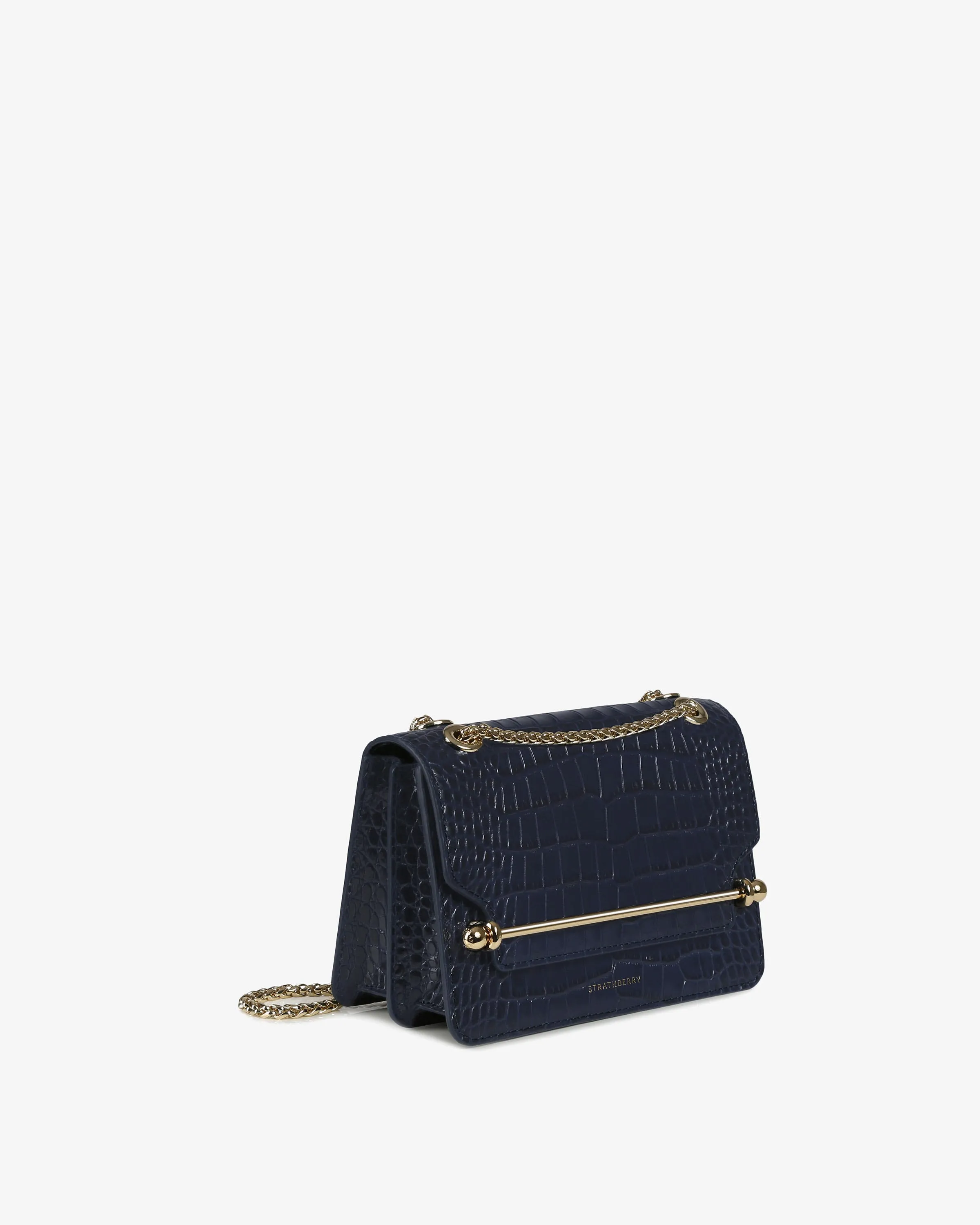 East/West Mini - Croc-Embossed Leather Navy