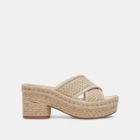 ELDORA HEELS NATURAL WHITE RAFFIA