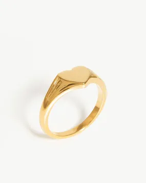 Engravable Heart Signet Ring | 18ct Gold Plated Vermeil