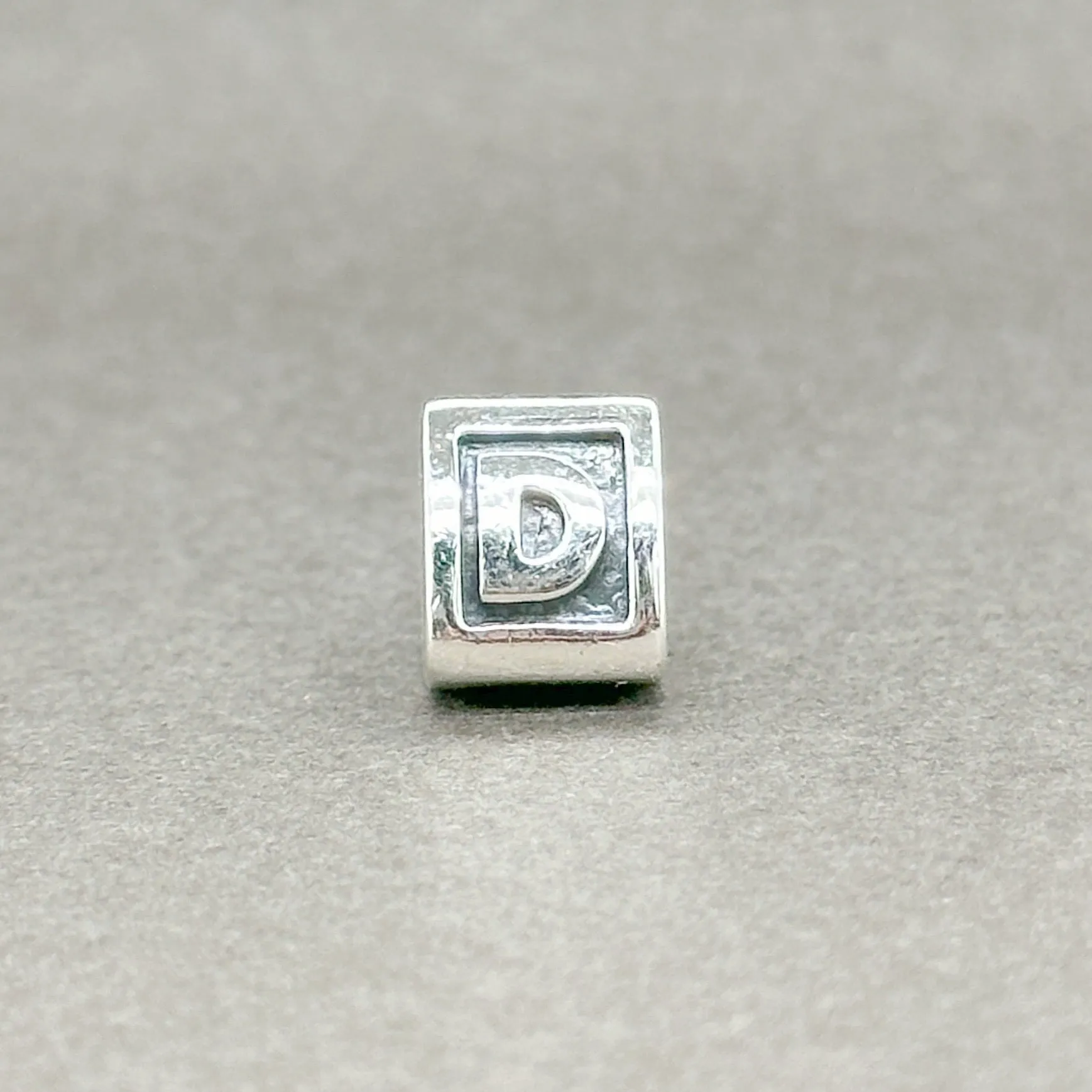 Estate Pandora SS Triangle Block Letter D Bead Charm