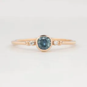 Estel Ring - 4.3mm 0.4ct Teal Blue Montana Sapphire, 14k Rose Gold