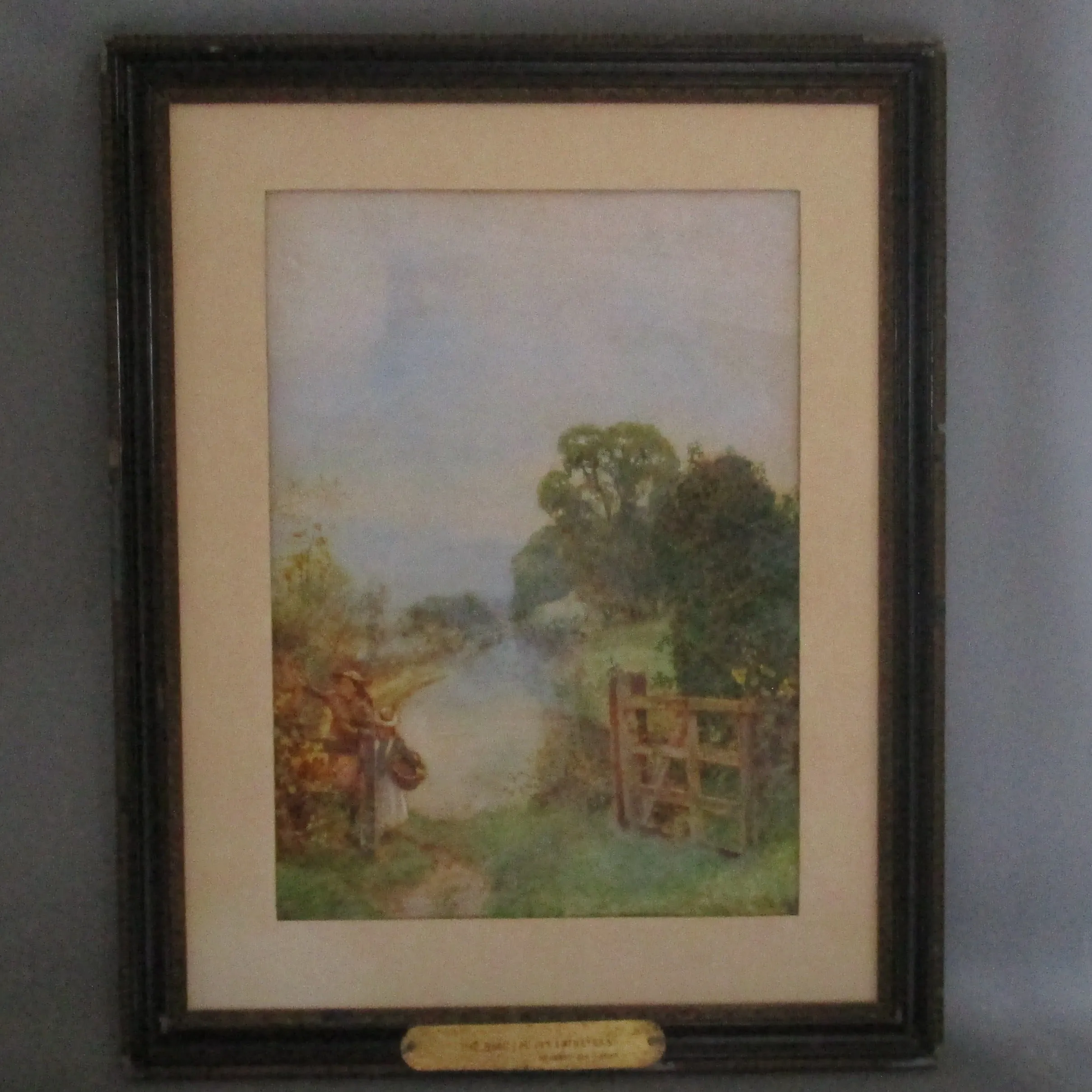 Framed Watercolour Paint Of The Blackberry Catherers By Herbert Alexander Antique Victorian c1900