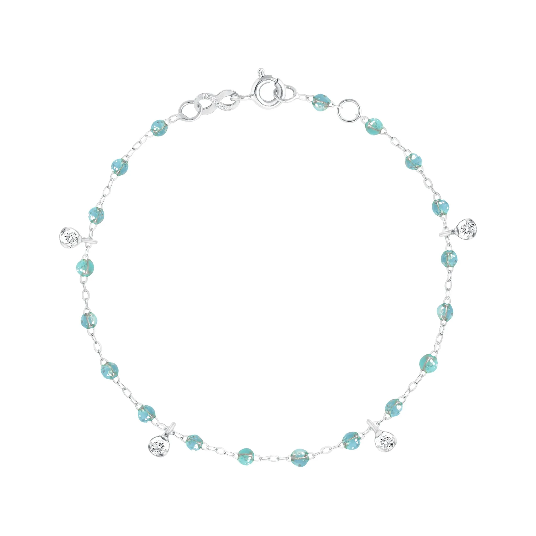 Gigi Supreme 4 Diamond Bracelet, Aqua, White Gold, 6.7"