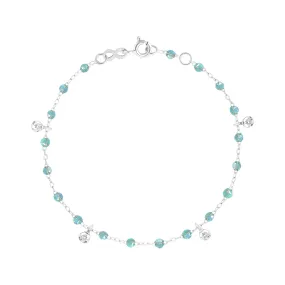 Gigi Supreme 4 Diamond Bracelet, Aqua, White Gold, 6.7"