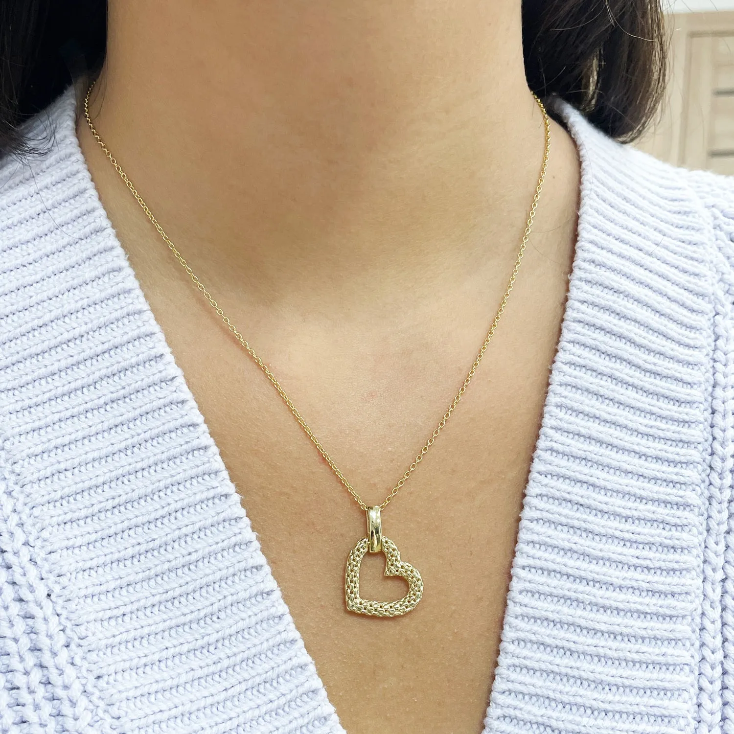 Gold Woven Open Heart Necklace