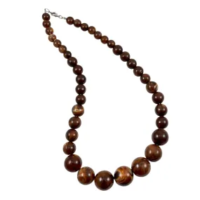 Graduated Mississippi Mud Bead Necklace Vintage Plastic