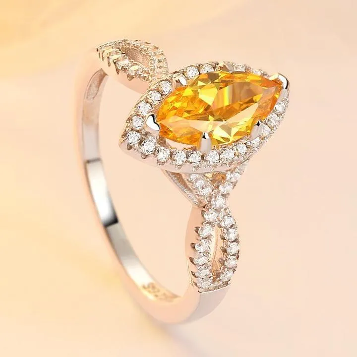 Marquise Cut Halo Split Shank Engagement Ring