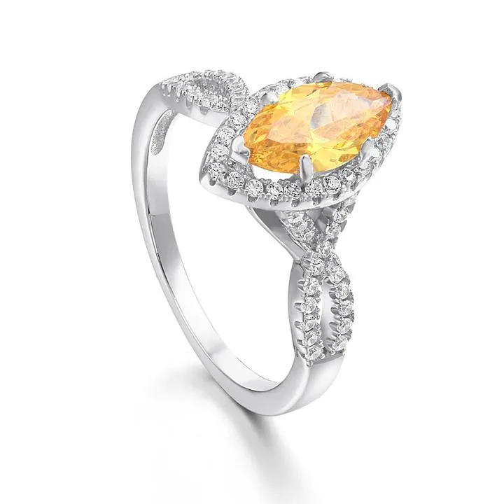 Marquise Cut Halo Split Shank Engagement Ring