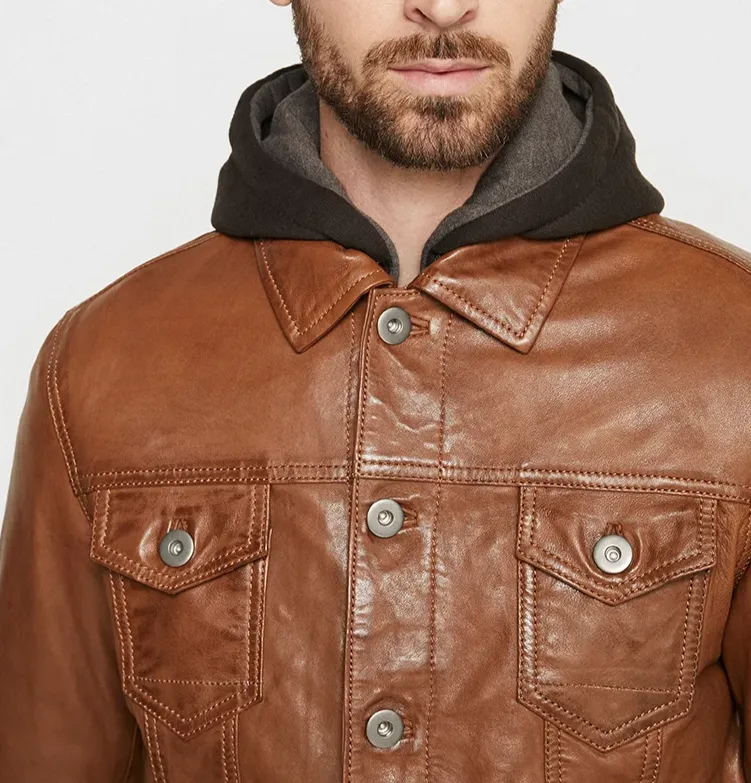 Mens Stylish Brown Leather Jacket