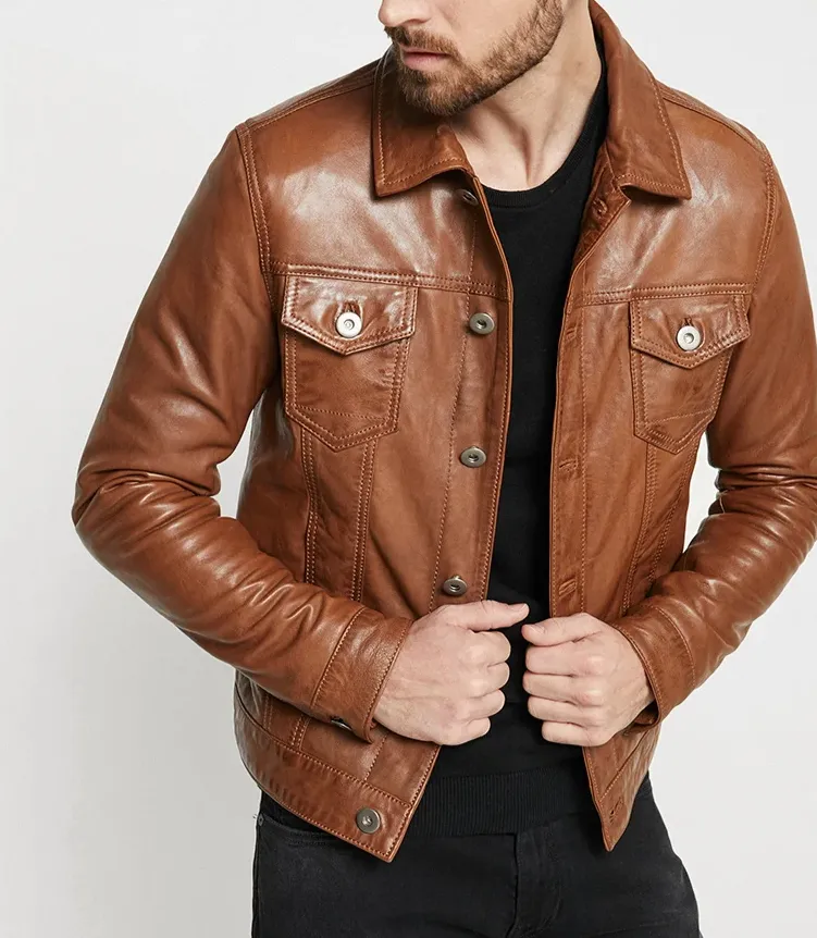 Mens Stylish Brown Leather Jacket