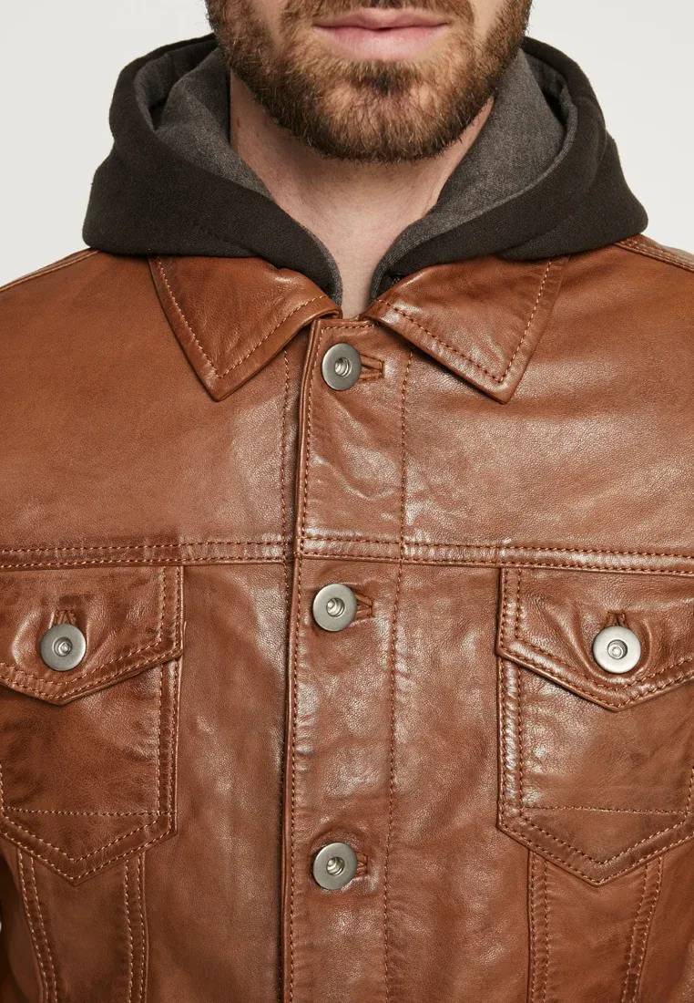 Mens Stylish Brown Leather Jacket