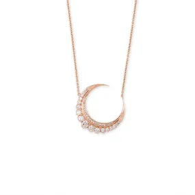 MINI ROSE GOLD GRADUATED DIAMOND CRESCENT MOON NECKLACE