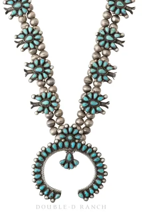 Necklace, Squash Blossom, Turquoise, Cluster, Zuni, Vintage ‘50s, 1958