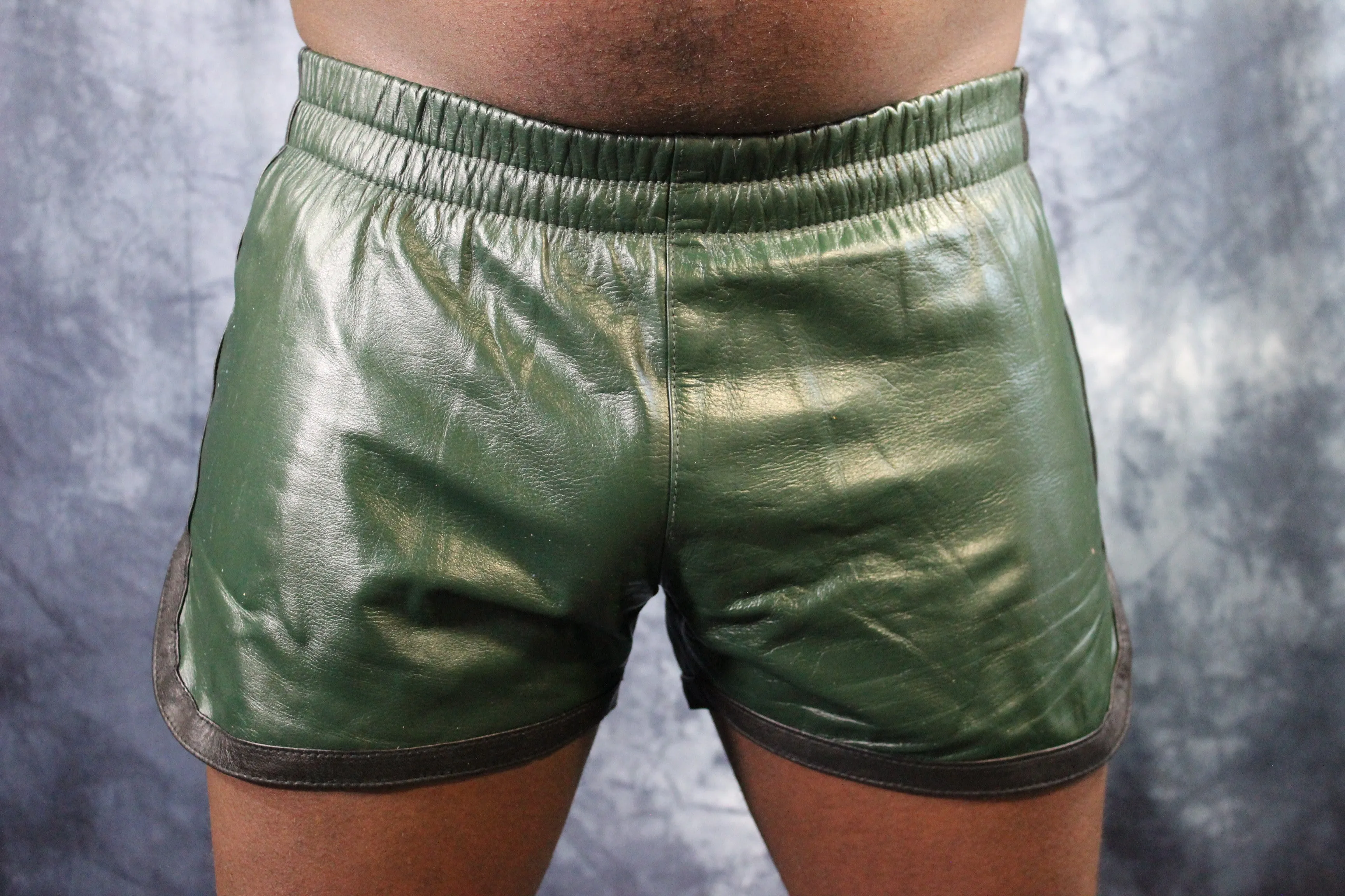 OnF Booty Shorts in Black with Hunter Green