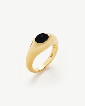 Savi Sculptural Gemstone Stacking Ring | 18ct Gold Plated Vermeil/Black Onyx