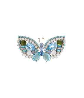 Small Butterfly in Aqua / Light Sapphire / White Opal / Olivine