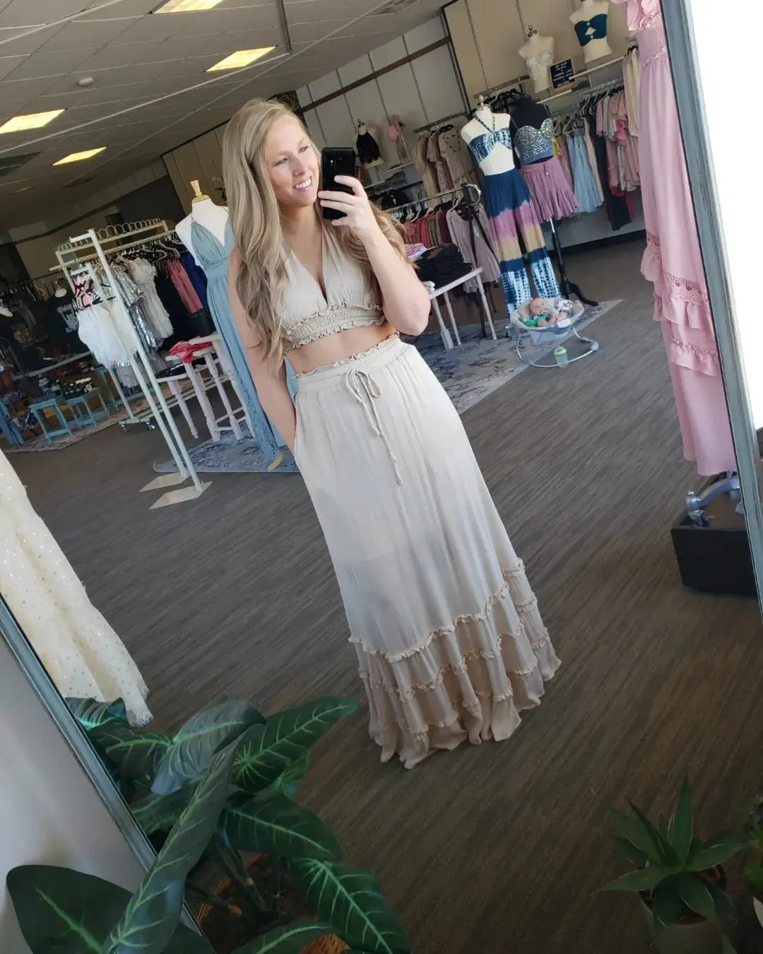 Taupe Halter Top w/Skirt