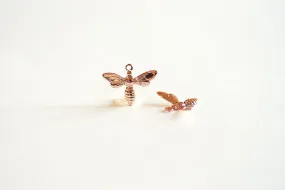 Vermeil Wholesale Rose Gold Bee Charm- 18k gold plated over Sterling Silver, Bumblebee charm, Honey Bee Charm, Insect Charm, Gold Bee Pendant, 18