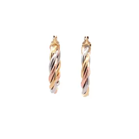 WD1150 14kt Gold Tri Color Gold Twist Hoop 1.2"