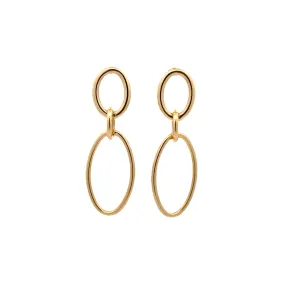 WD1215 14kt Gold Oval Shaped Double Loop Drop Earring